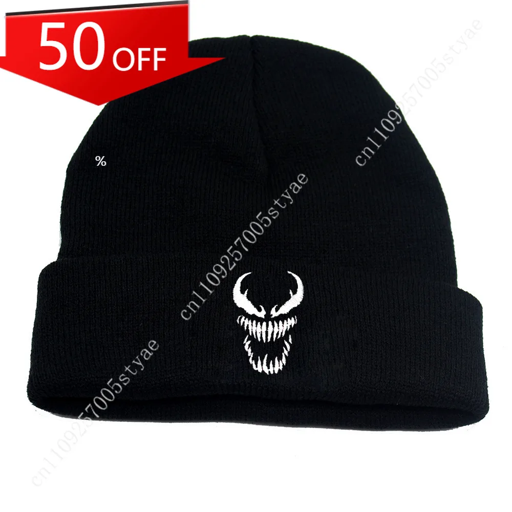 

Marvel Venom Character Embroidered Warm Knit Beanie — Unisex Outdoor Skullcap