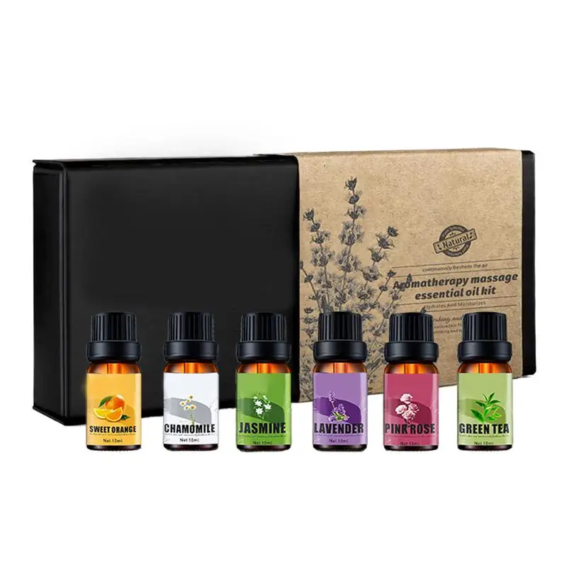 

6pcs 10ml Plant Essential Oil SPA Moisturizing Comfortable Calming Nourishing and Moisturizing Massage Oil Lavender Rose Tea