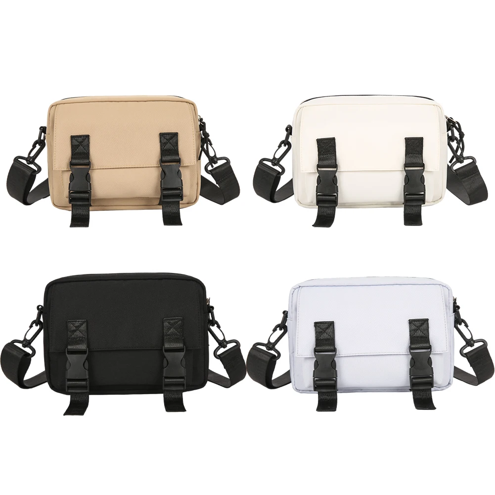 Pacote Fanny de nylon para férias e viagens de fim de semana Messenger Bag de grande capacidade, moda monocromática, bolsa de compras