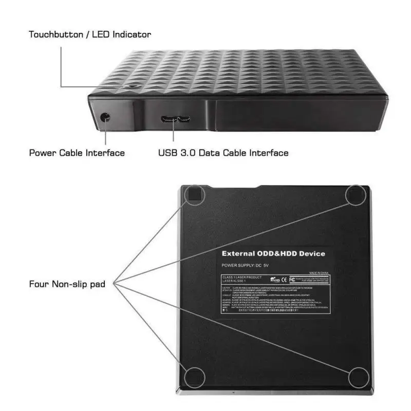 Reproductor de DVD externo USB 3,0, lector de CD, VCD, Mp3, USB 2,0, unidad de DVD ultrafina portátil, Rom para PC, portátil, ordenador de escritorio