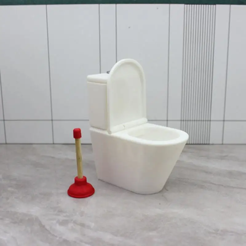 Dollhouse Simulation Toilet Seat Vintage Dollhouse Bathroom White Toilet Doll House Miniature Baby Pretend Toy Doll Accessories