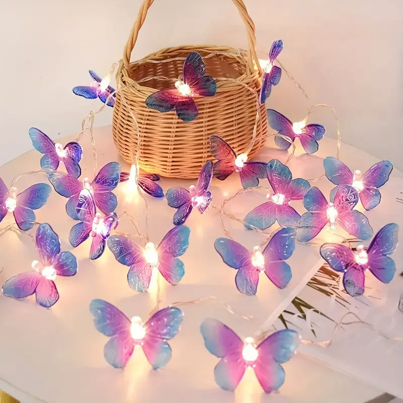 6M 40LEDS Indoor Butterfly String Lights Fairy Night Lamp Room Garland Curtain Girls Brithday Wedding Party Decoration Lights