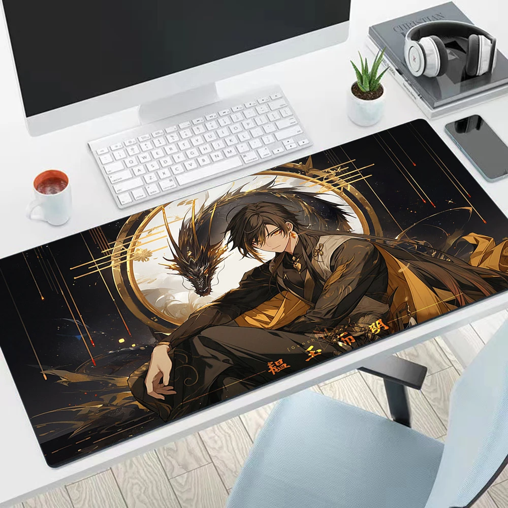 Genshin Zhongli Large Mouse Pad PC Computer Game MousePads Desk Keyboard Mats Office Rubber Anti-slip Mouse Mat 40x90 30x80 CM