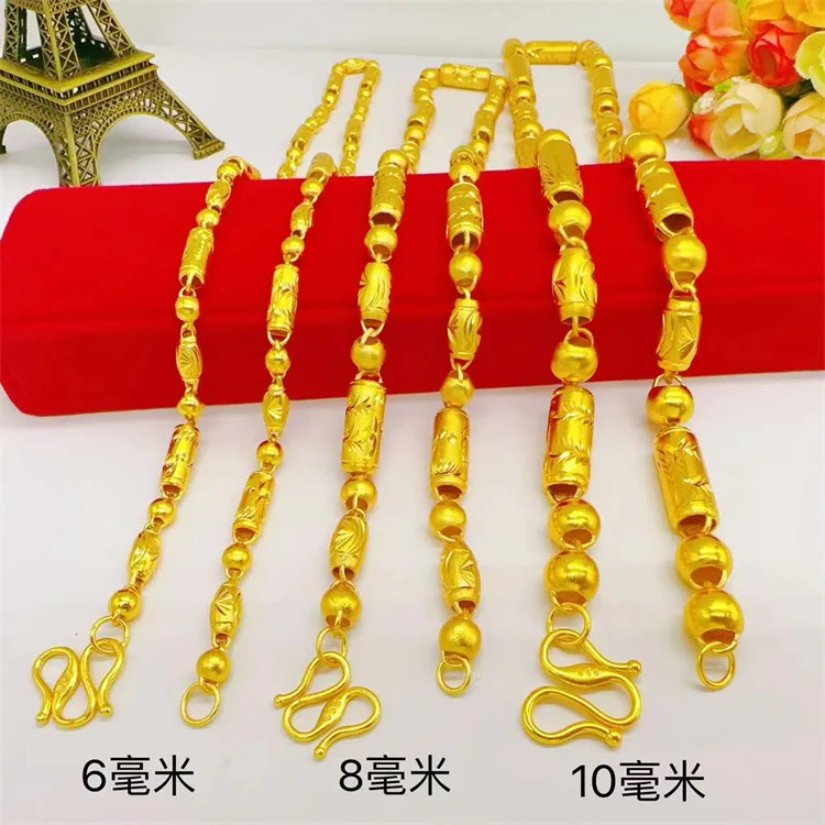 

Luxury 24K 9999 Pure Gold real gold Men's Necklace Hollow Matte Necklace Men's Dragon and Phoenix Necklace