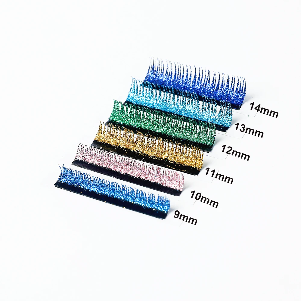 Mix Colors Glitter Eyelash Extensions Shiny Colorful False Lashes Faux Russian Volume Individual Lashes For Makeup Supplies