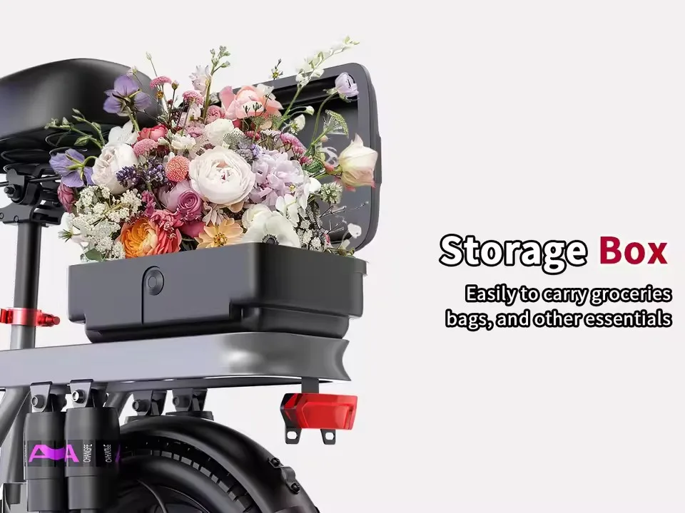 성인용 접이식 전동 스쿠터, 700W 피크 모터 48V 17.5Ah 최대 하중 300lbs, 10단 완충 접이식 모터 전동 스쿠터