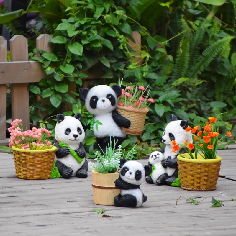 

Resin Panda Flowerpots Cute Panda Gardening Ornaments Delicate Gift Flowerpot Garden Decoration