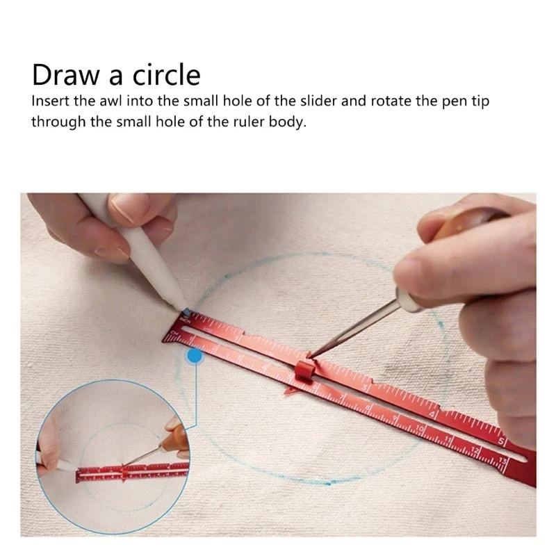 W89C 6Inch Sliding Sewing Gauge Sewing Measuring Tool Aluminum Alloy Quilting Ruler