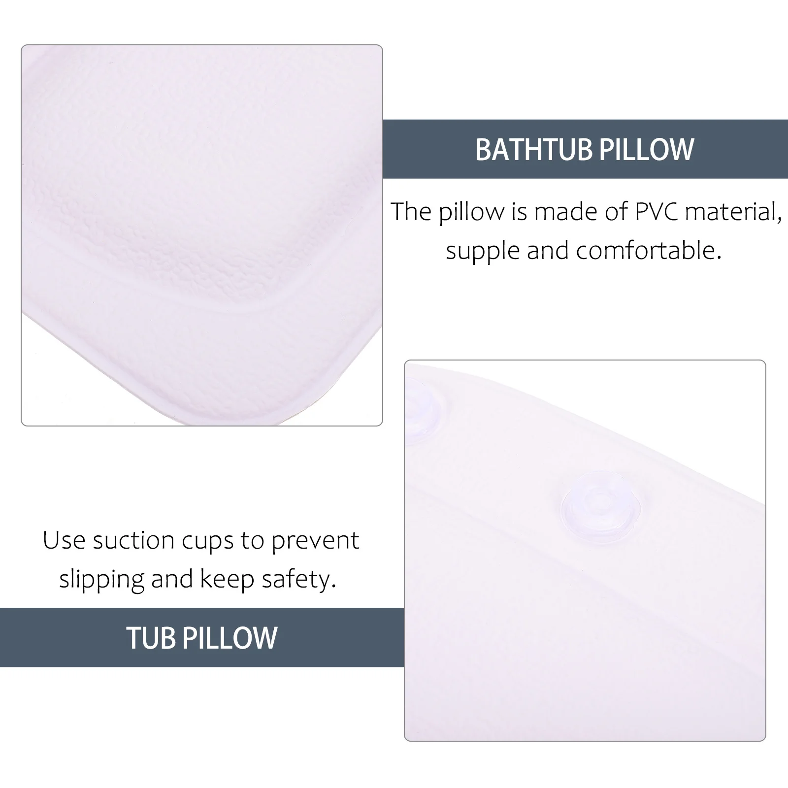 

1Pcs Bathtub Pillow Premium Spa Bath Pillow Neck Head Shoulder Support Tub Accessory Comfortable Relaxation Suction Cup Bath