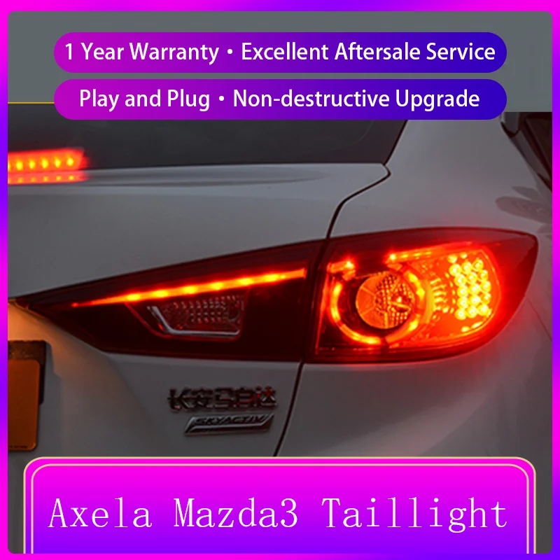 

Пара модных внешних светодиодных задних фар для Mazda 3 Axela Mazda3 2014-2019 в сборе, автомобильный модифицированный инструмент, аксессуары для задних фар автомобиля