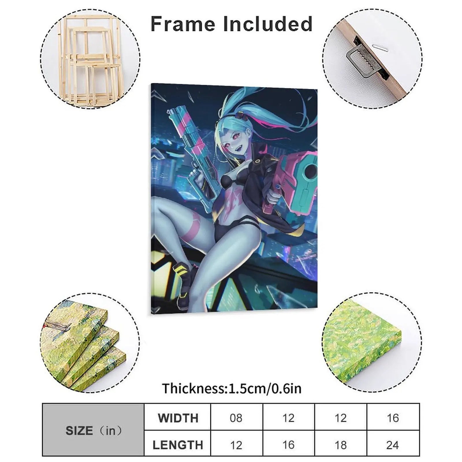 Cyberpunk Edgerunner Rebecca Canvas Painting Club Personalized Plaques Wall Decor Design Framed Wall Painting