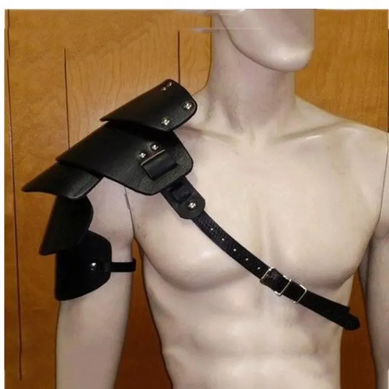 

Medieval Viking Single Shoulder Armor Gladiator Samurai Knight Pauldrons Gothic Steampunk PU Leather Spaulder Cosplay Props