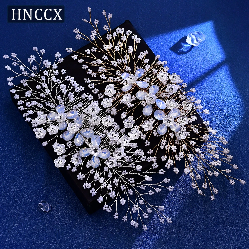 HNCCX Wedding Beaded Hair Comb Bridal Hair Accessories  Elegant Shell Flower Side Hair Comb for Women Girl Headwear CP279