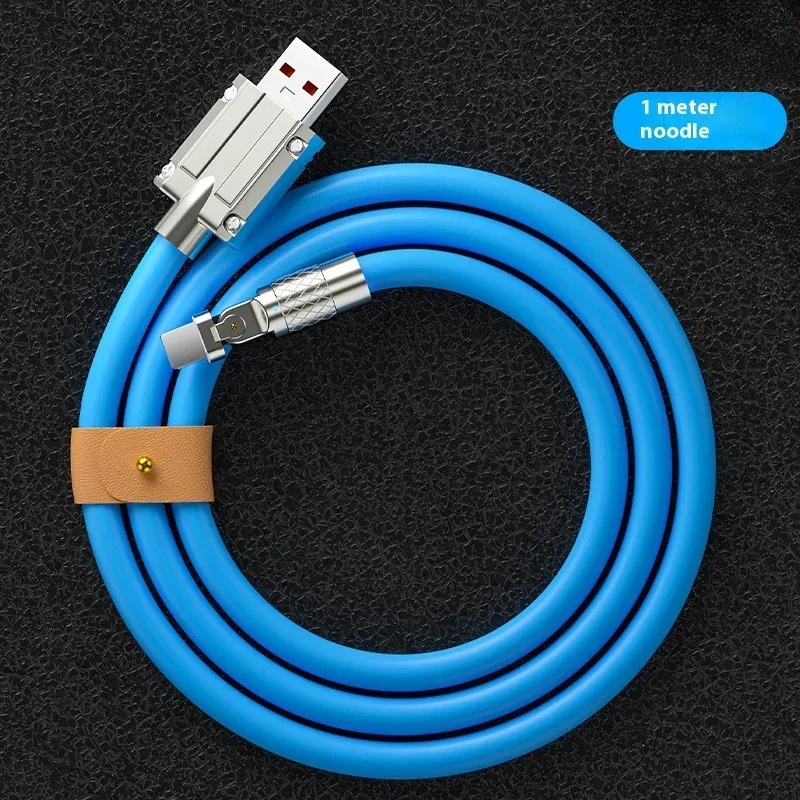 Blue Orange 120w Rotating Elbow Super Fast Charging Data Cable Liquid Soft Rubber Bold Suitable For Huawei Xiaomi Samsung