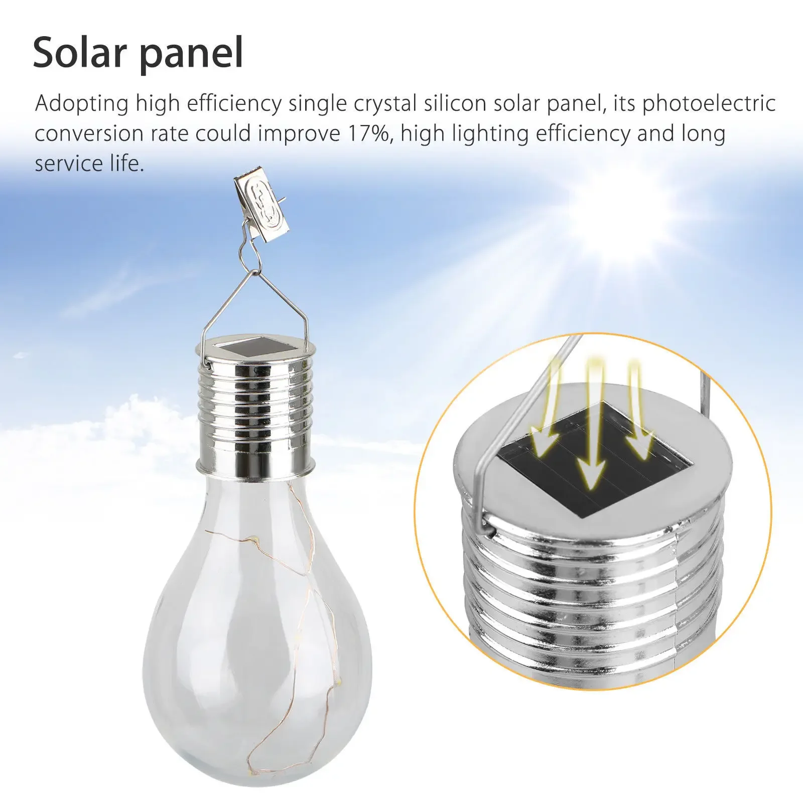 Outdoor Hanging Solar LED Light Bulb Waterproof Solor Lamp 5LEDs Warm White Multicolor Rotatable Garden Camping Light Decor Lamp