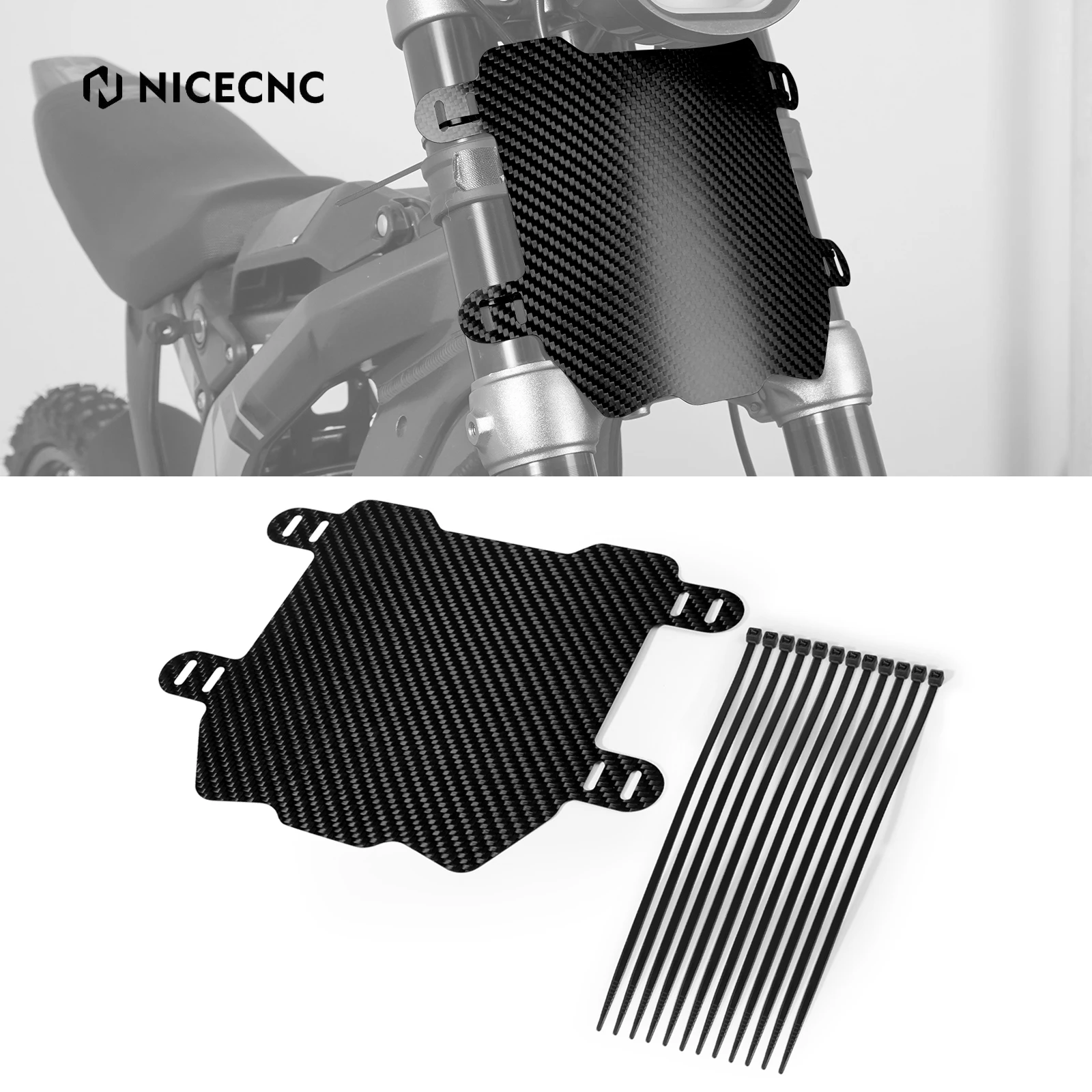 

NICECNC For Surron Light Bee X Carbon Fiber Front Number Plate Board For SUR-RON Light Bee S Segway X160 X260 Electric Dirt Bike