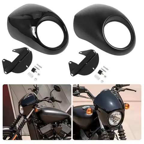 Gloss/Matte Black Motorcycle Headlight Fairing Cover ABS Plastic Windshield For Harley 883 1200 Front Fork Dyna Sportster XLCH