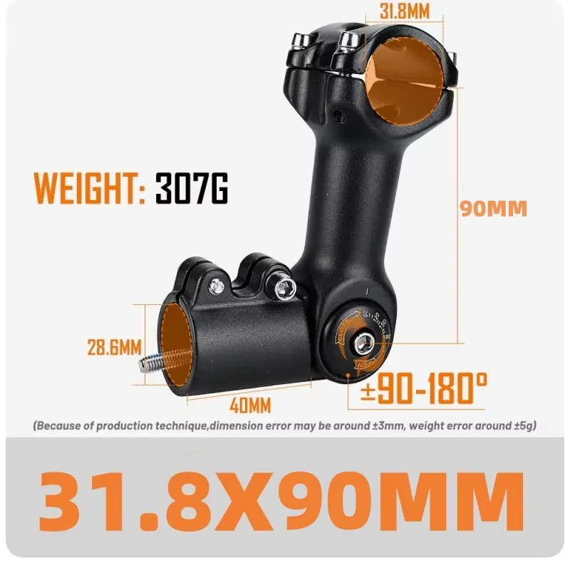 GUSTAVO Mountainbike Power Fahrradlenker Vorbau 60/80/93/100 mm Rennrad MTB Tischstange Verstellbarer Vorbau 31,8 25,4 Riser – Detail 4