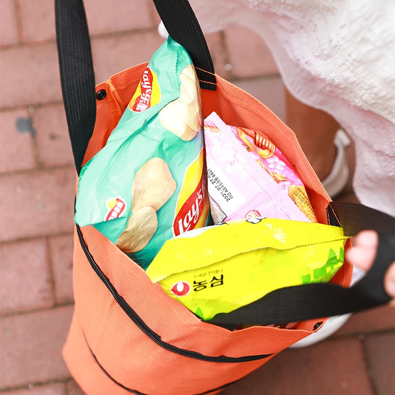 

Foldable Shopping Trolley Tote Bag with Wheels Reusable Grocery Food Organizer Supermarket Shopper Cart Folding Vegetables Bags