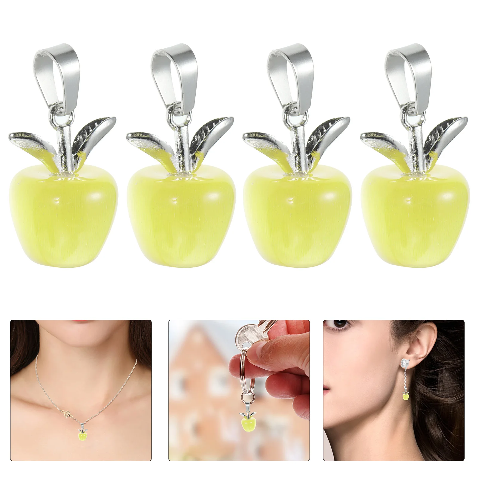

10 Pcs Cat Eye Stone Apple Pendant Green Golden Buckle DIY Necklace Earrings Jewelry Making Charms Accessories Bracelet Trinkets