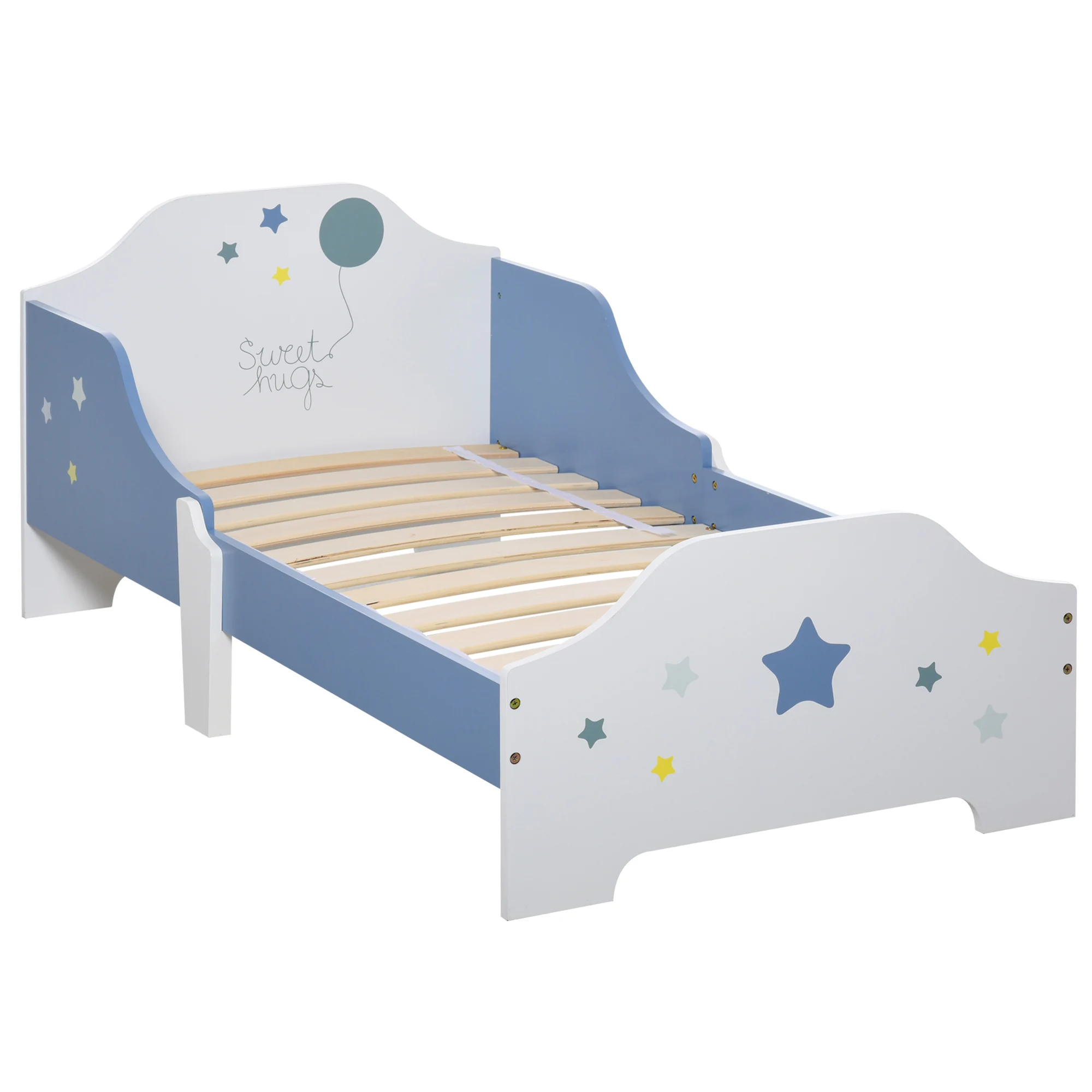 HOMCOM Cama para Niños de +3 Años 143x74x59 cm con Estampado con Estrellas Azul
