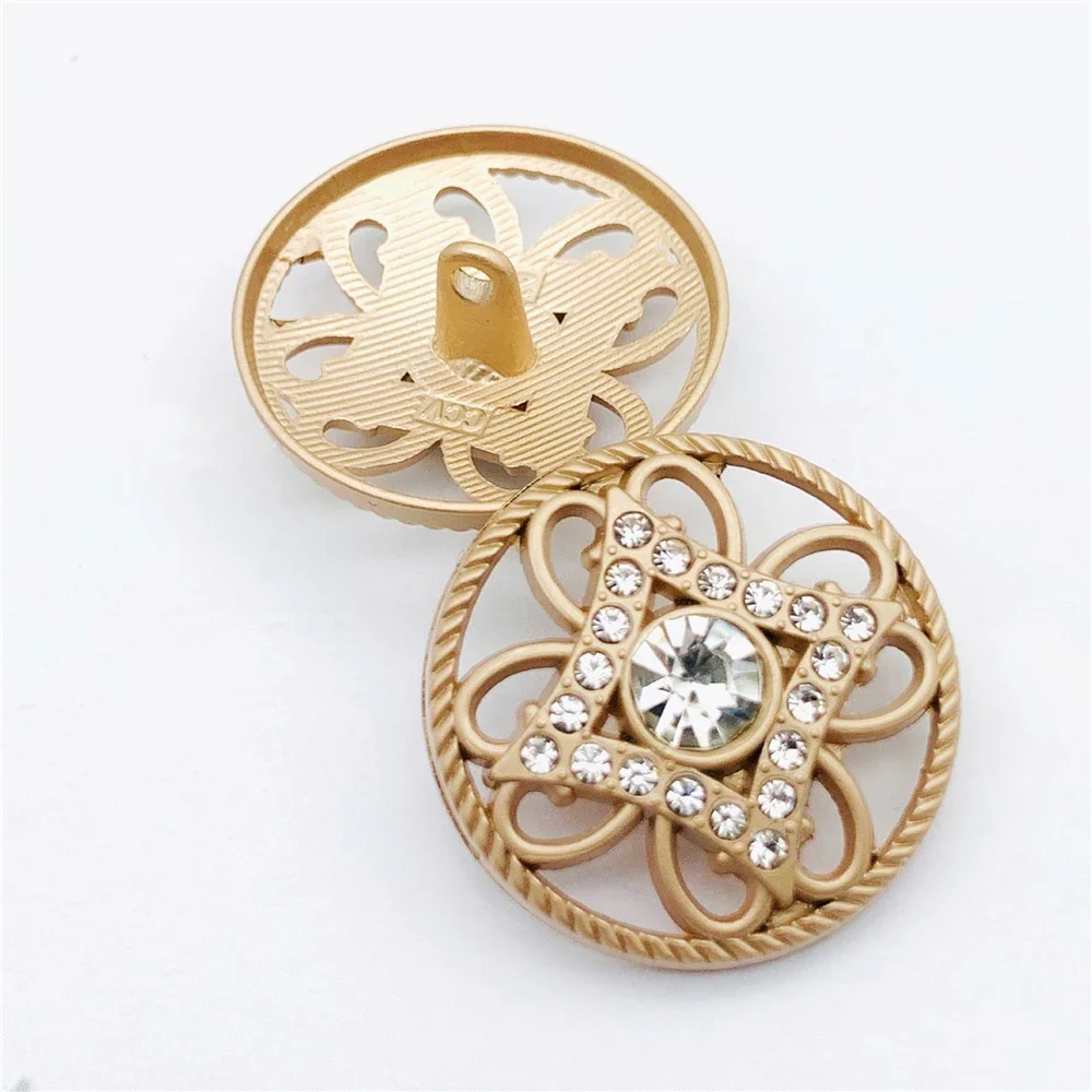 Luxury Hollowed Out Diamond Studded Buttons for Clothing Accessories, Handmade DIY Sewing, Decorative Buttons, 10