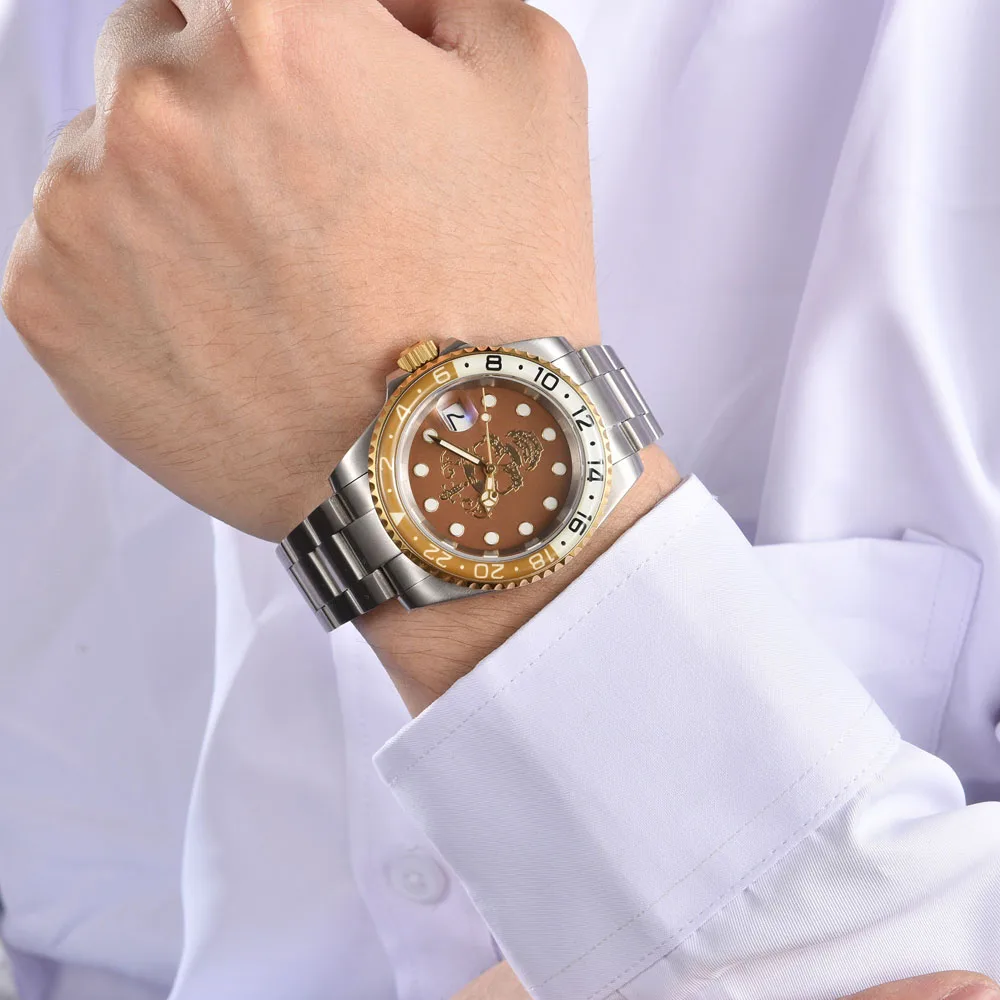 Customized personalized logos can be printed or metal logos for NH35/NH38/NH70/Miyota 8285/VK63/VK64 men's luxury watches view 4