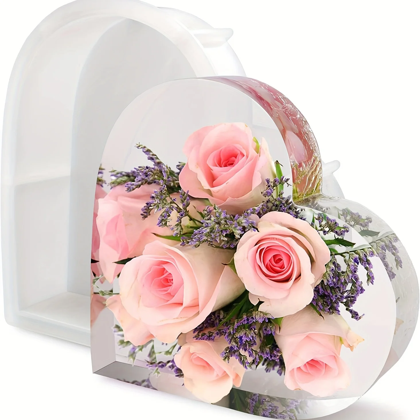 

Большие силиконовые формы для смолы, большая форма для сердца из смолы, форма для глубокого сердца для консервации цветов, подставка для книг, эпоксидная смола, литин