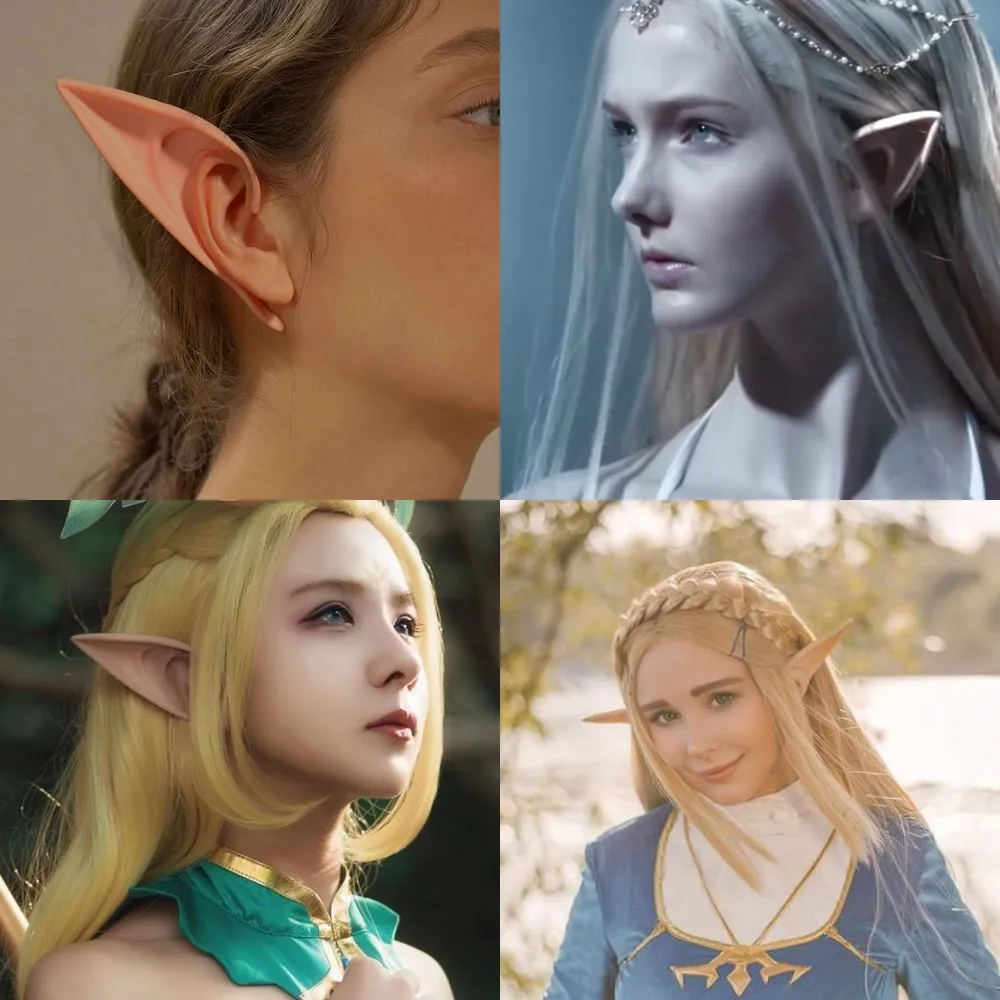 Halloween Elf Ears Fairy Angel Elf Cosplay Masquerade Costumes Props Kids Adult Latex Artificial Ears Elf Halloween Decoration