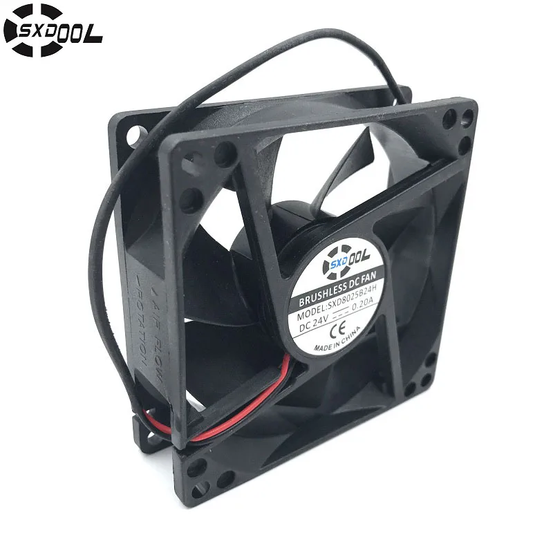 SXDOOL SXD8025B24H 80*80*25mm Dual Ball Bearing DC 24V 0.20A 2P 3800RPM 51CFM Axial Case Cooling Fan