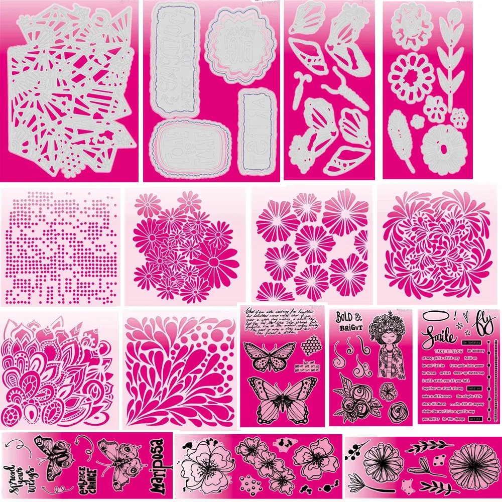 New Flower Clear Stamp Cutting Die Stencil Mask Stencil Transparent Seal For DIY Scrapbooking/Card Making A5063