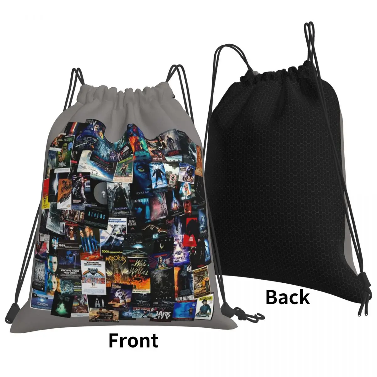 Sci-Fi Movie Posters Backpacks Fashion Portable Drawstring Bundle Pocket Sports Bag Book Bags For Travel Students