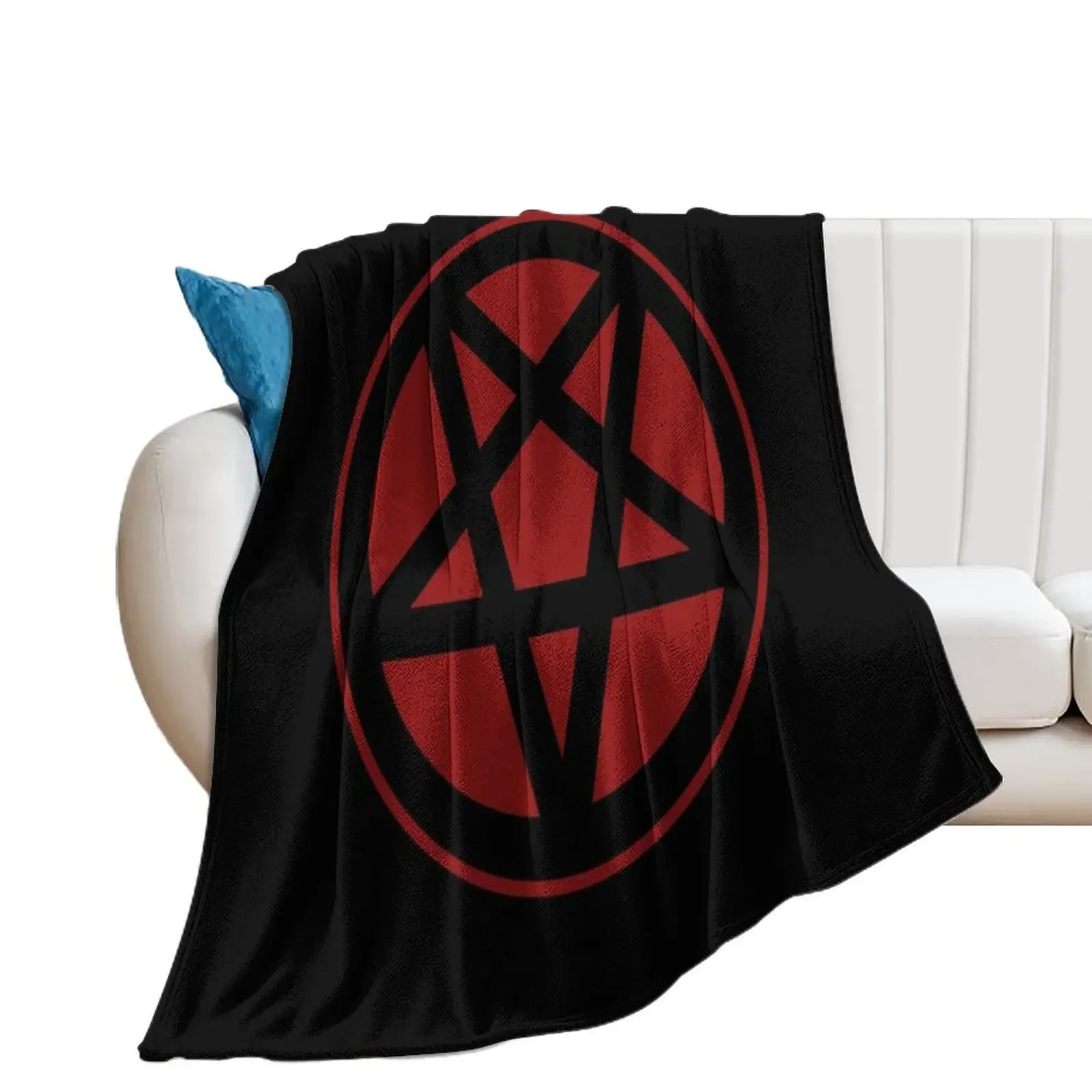 Inverted Pentagram Dark Red Satanic Throw Blanket Hairy for babies Blankets