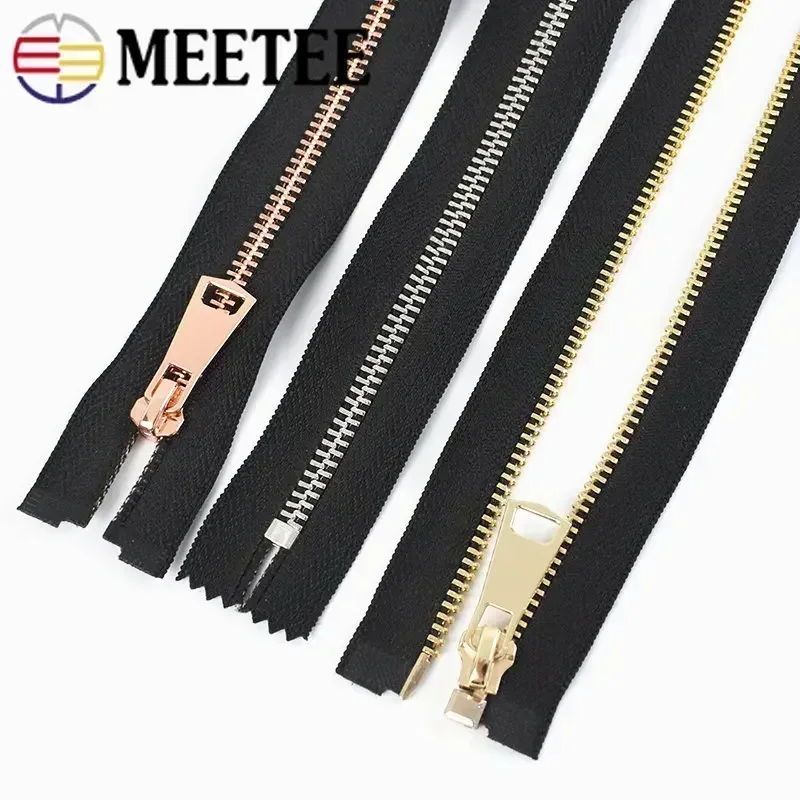 1/2Pcs 15-80cm 5# Metal Auto Lock Zips Open/Close-end Zippers for Sewing Jacket Garments Zip DIY Clothing Zipper Accessories