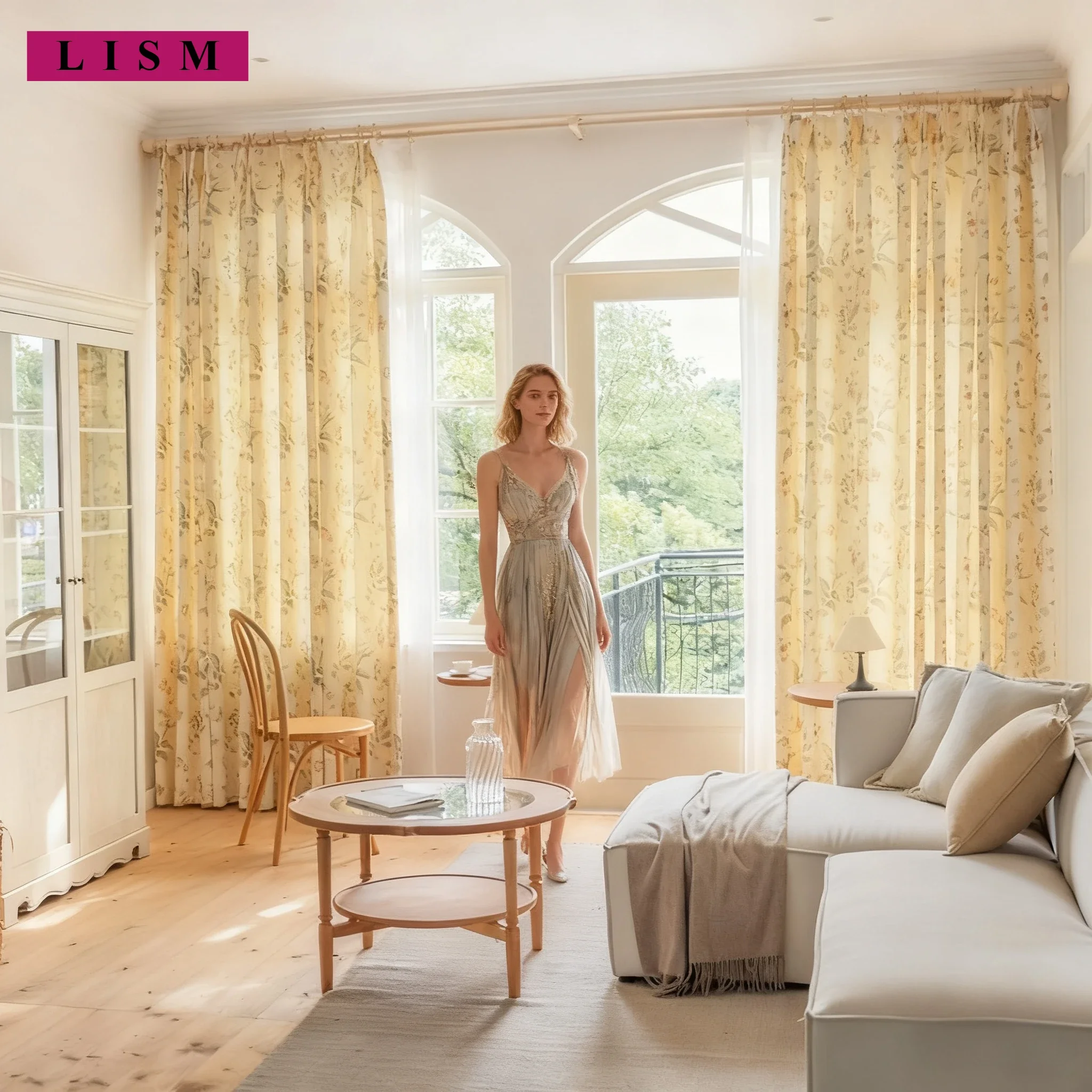 

Semi Blackout Pastoral Pear Blossom Tulle Curtains for Living Room Bedroom Study Custom Made Window Drapes Light Filtering