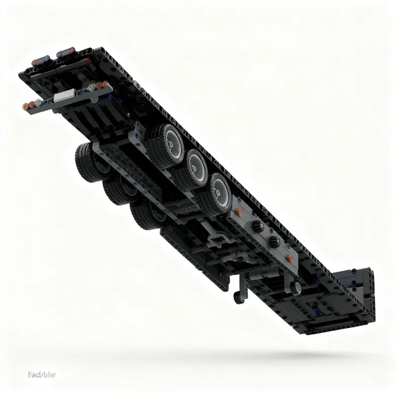 508PCS MOC Technology 3 Axle Flatbed Trailer Fits Model DIY Creative Assembly Building Blocks Display Birthday Gift Building Set