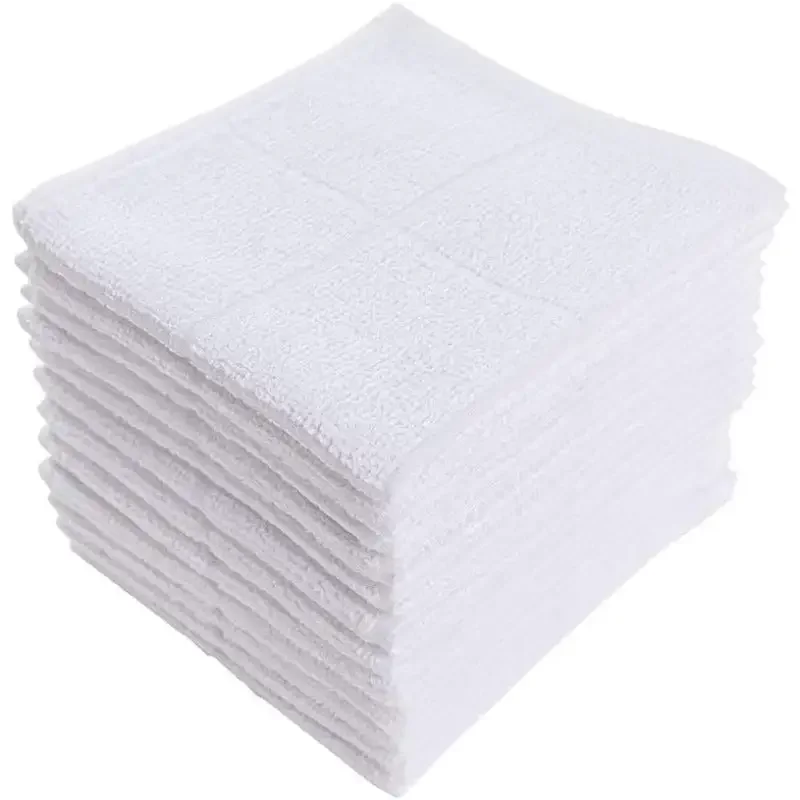 Dishcloths Kitchen Highly Absorbent Dish Rags Cotton Dish Cloths for Washing Dishes, Cleaning (11 x 11 Inches, 12 pcs, White)