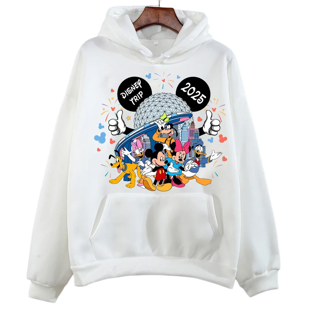 Autumn Winter Fashion Trend Funny 2025 Disneyland Travel Graphic Hoodies for Women Kawaii Pullover Tops Casual Couple Sweatshirt