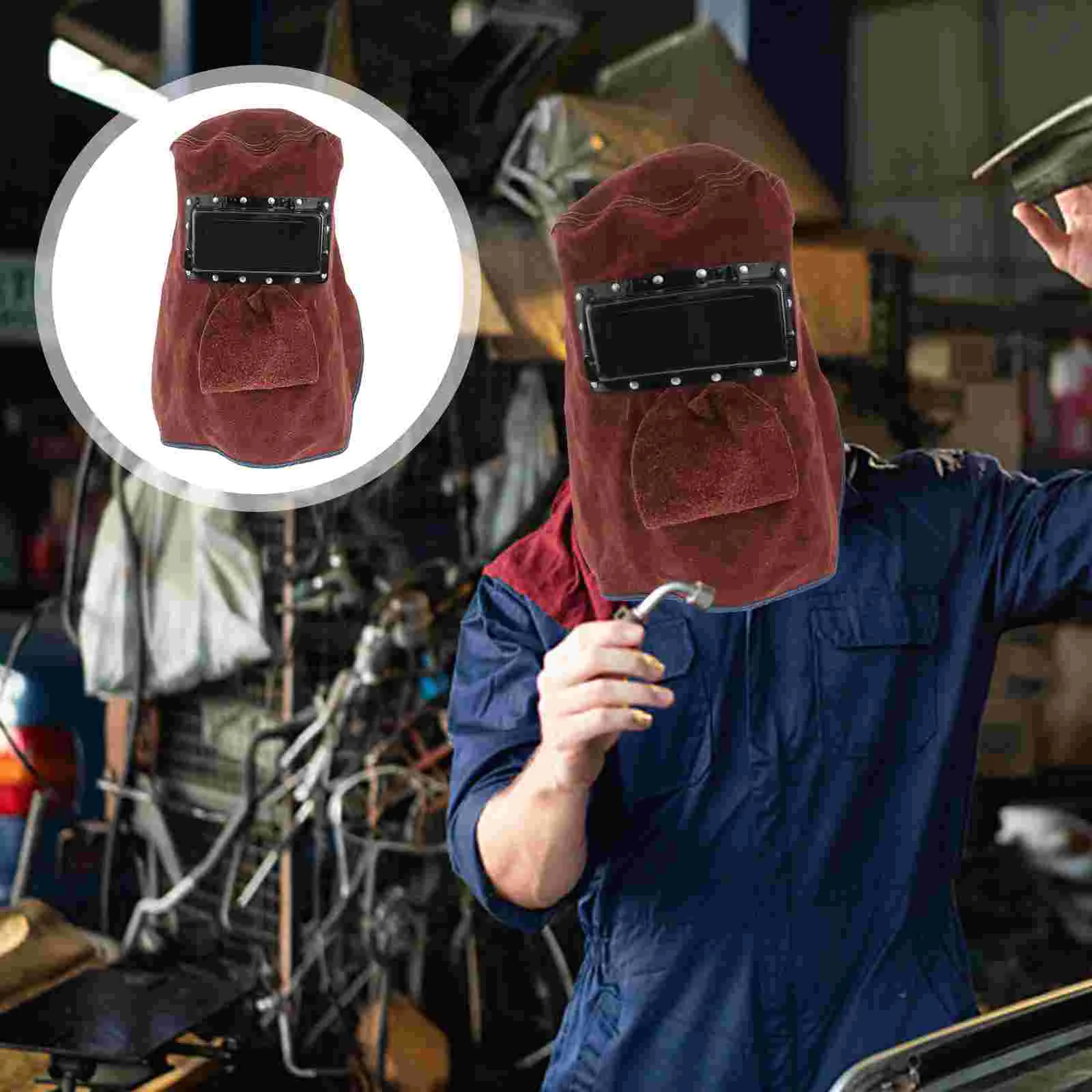 Welding Mask Breathable Protective Face Protector Fine Workmanship Guard Cowhide Suede with Ventilation Holes