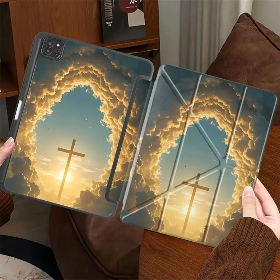 

Чехол-подставка для планшета с мультяшным рисунком креста и Иисуса для iPad Mini 6 7 Pro 2025 Air 4 5 M3 M2 M4 11 дюймов Pro 11th 10th 9th 8th