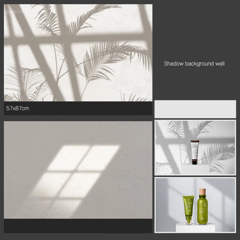 Leaf Window Shadow Sunshine 57X87cm Photography Backdrops PVC Backgrounds 2 Sided Waterproof for Studio Photo