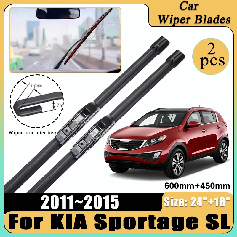 

Car Windscreen Wiper For Kia Sportage SL 2011-2014 2015 Front Hybrid Rubber Wiper U-type Blade Window Brushe Accessories 24"+18"