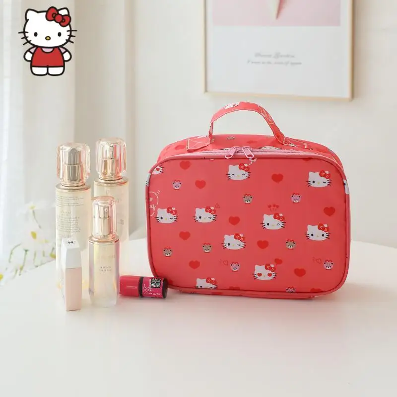 Kawaii Hello Kitty MINISO borsa cosmetica da donna Kuromi Cinnamoroll My Melody Anime borse da viaggio portatili scatola di immagazzinaggio