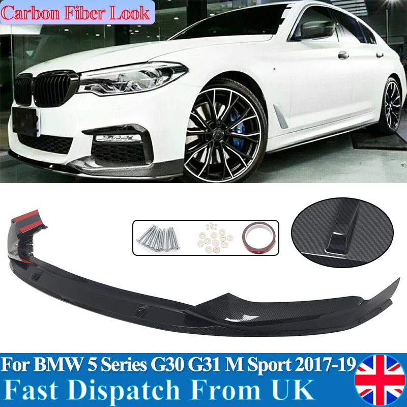 

For BMW 5 Series G30 G31 520d 525d 520i 530i 540i M Sport 2017-2020 Front Splitter Lip Carbon Fiber Look Front Bumper Spoiler