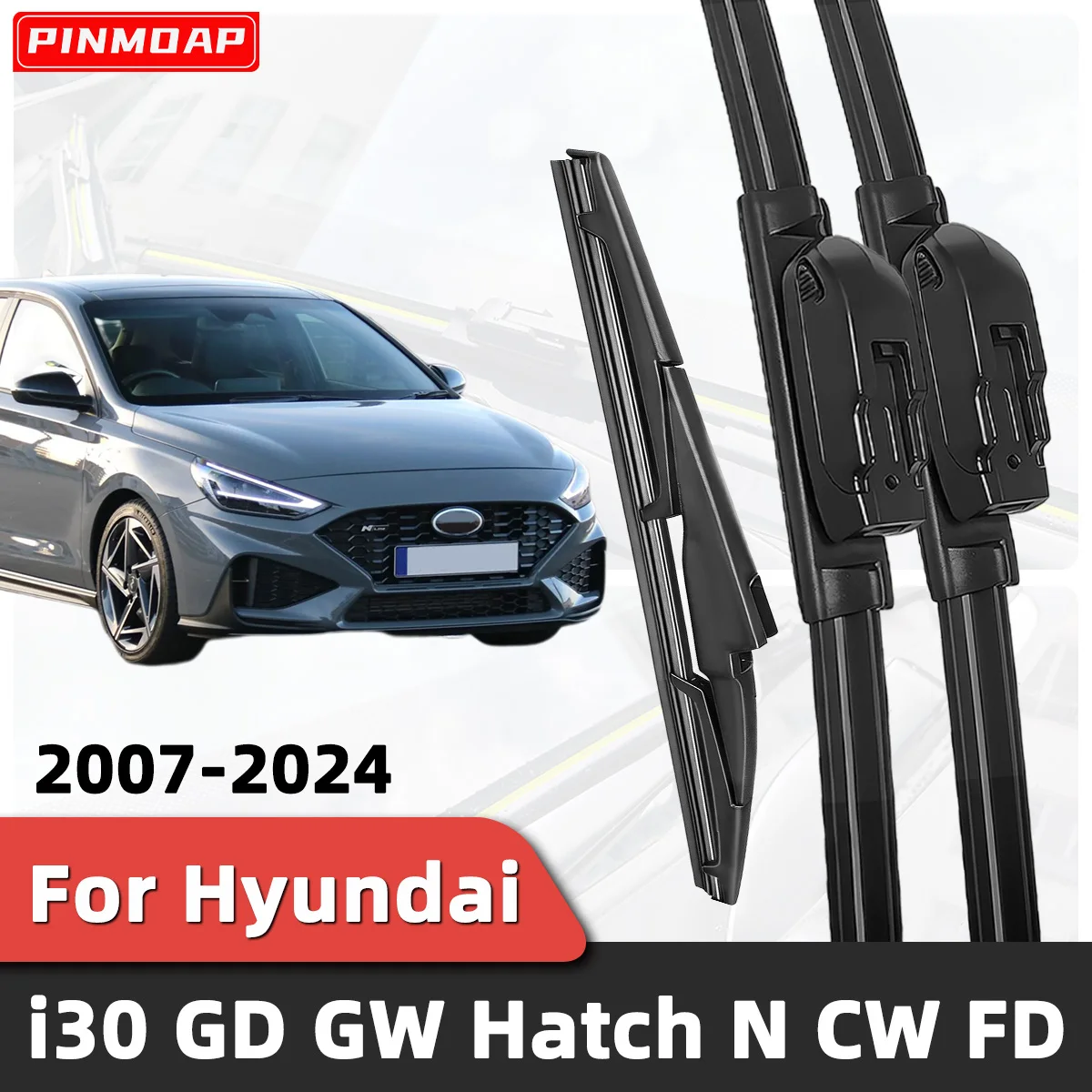 3 Stück Auto-Scheibenwischer, geeignet für Hyundai I30 GD GW Hatch N CW FD 2007-2024, Auto-Windschutzscheiben-Zubehör 2023 2022