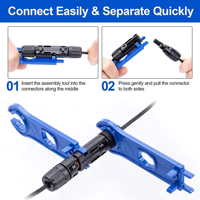 4PCS Solar Connector Tool Wrenches, Solar Panel Connector Assembly Tool for MC4 Connectors, Plastic Solar Wrench Spanner