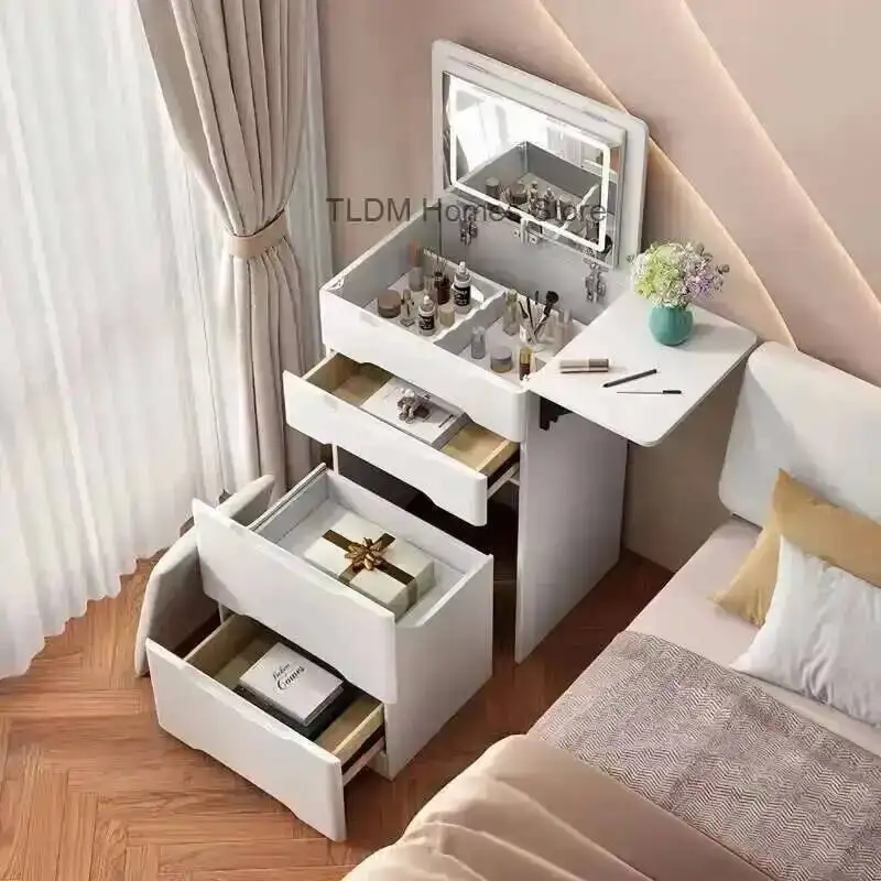 

Dressing Table, Mirror, Modern Bedroom Flip-up Front Simple Multi-functional Internet Celebrity Storage Cabinet, Dressing Table