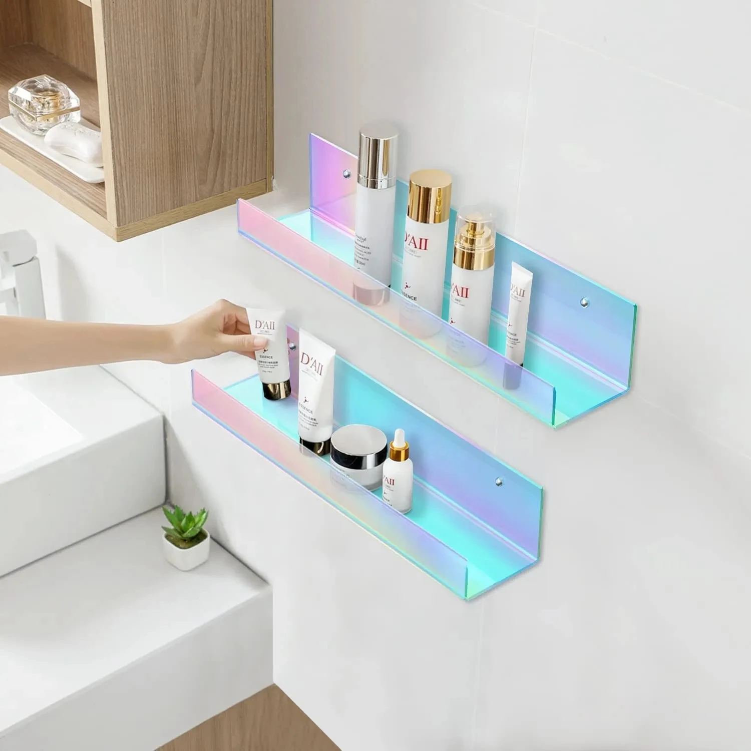 Acrylic Rainbow Board Display Rack Colorful Wall Rack Shelf Bookshelf Wall Hanging Rack Storage nail polish Rack Book Stand