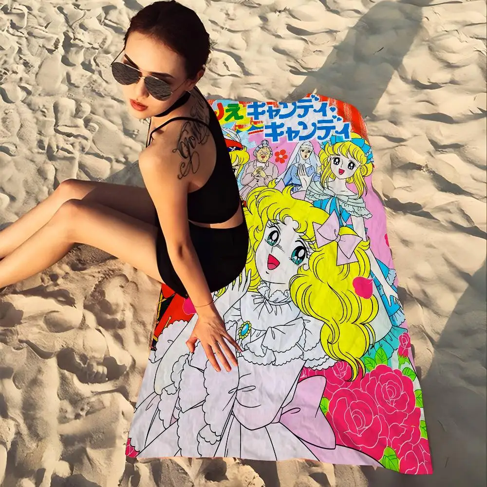 أنيمي مانغا كاندي أنيمي بطانية من الألياف الدقيقة التجفيف السريع مناشف الشاطئ المتضخم الطباعة سوبر ماصة بطانية منشفة حمام السباحة