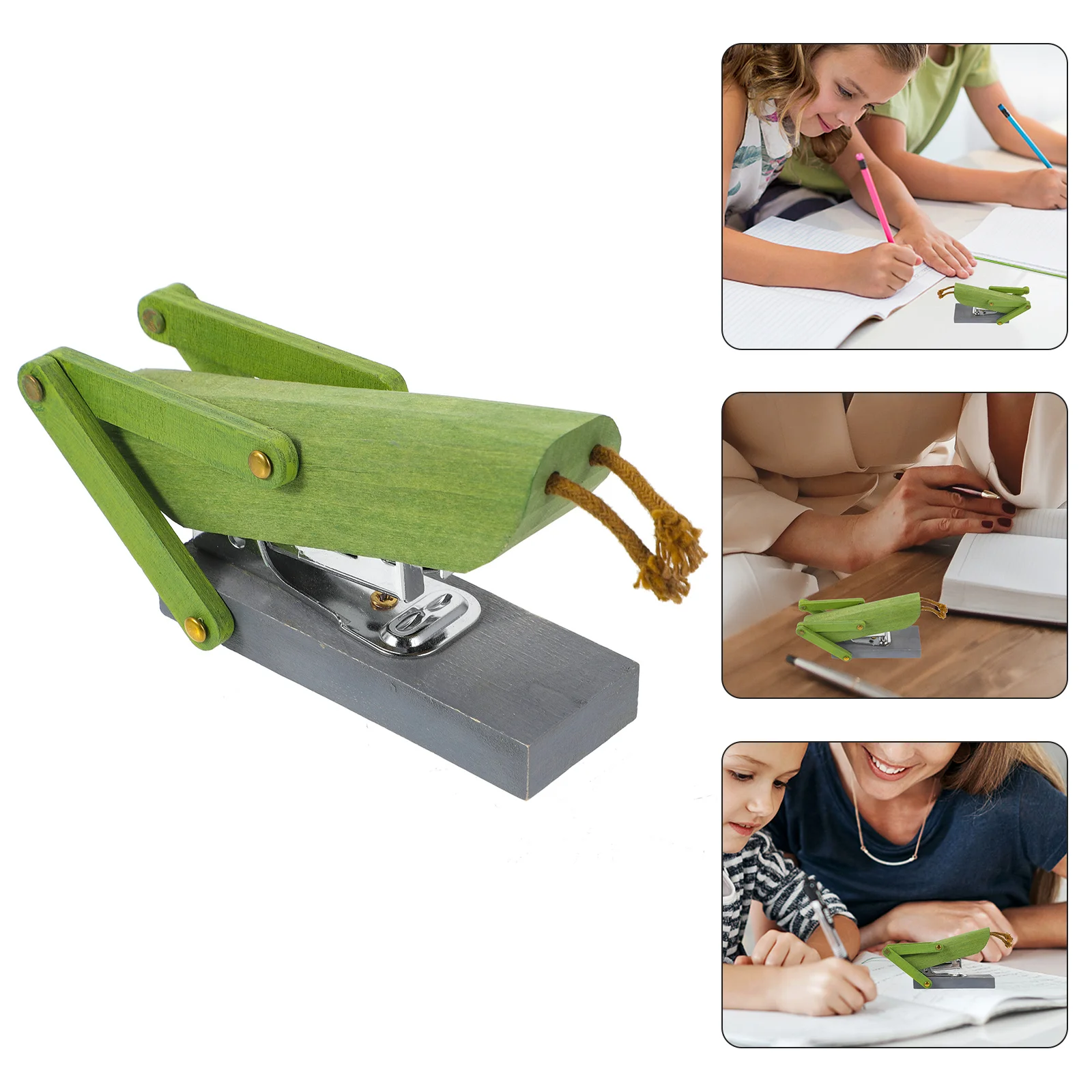 دباسة خشبية على شكل حيوانات دباسة كرتونية صغيرة لديكور مكتب المدرسة أداة تدبيس ورقية قابلة لإعادة الاستخدام أدوات مكتبية محمولة #3